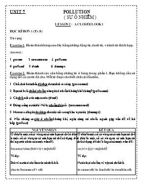 Bài tập Tiếng Anh Lớp 8 - Unit 7 Pollution - Lesson 1 Getting started